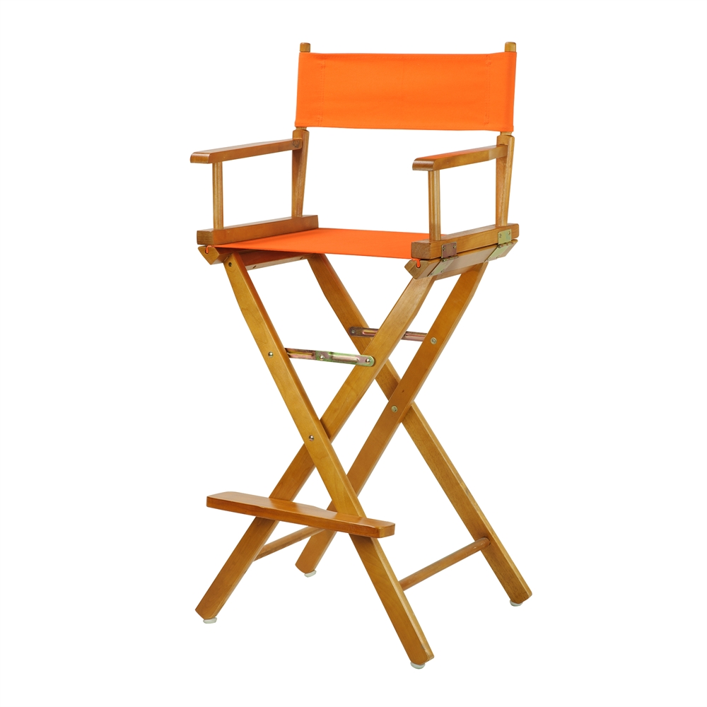 30" Director's Chair Honey Oak Frame- Tangerine Canvas. Picture 2