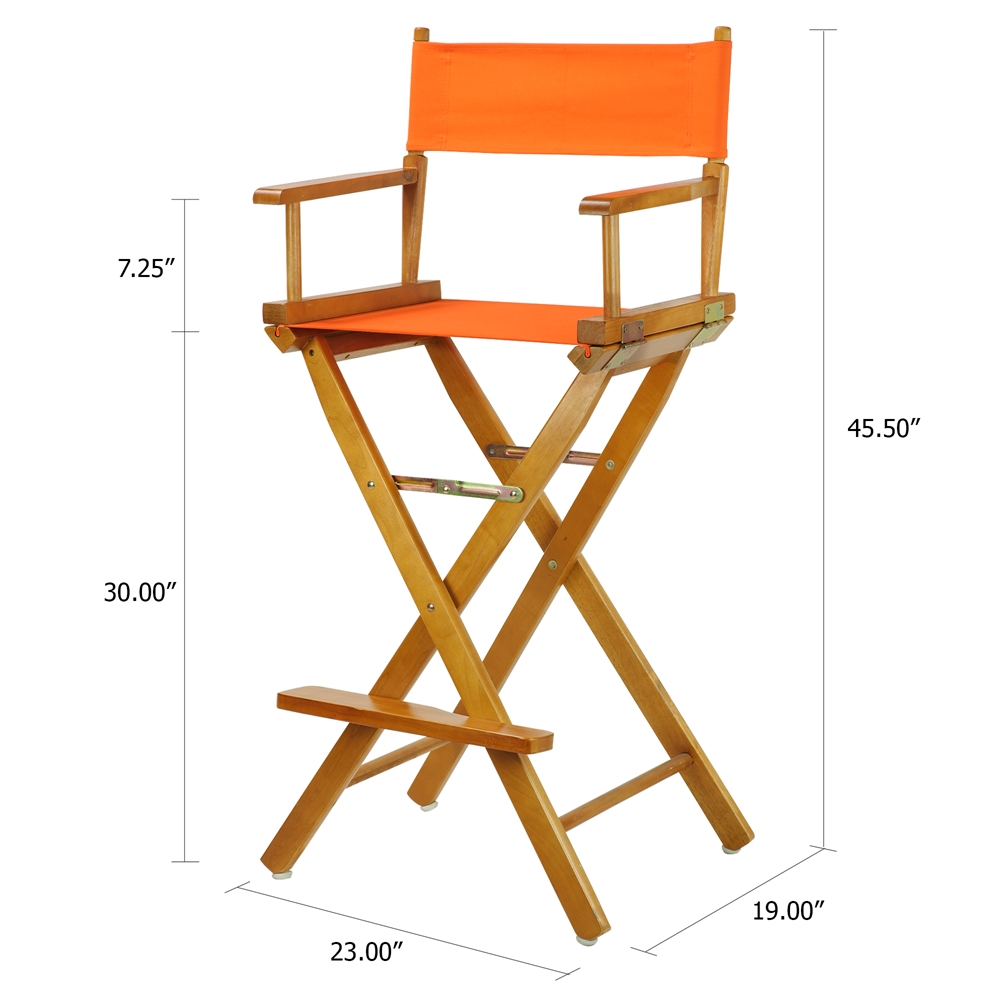 30" Director's Chair Honey Oak Frame- Tangerine Canvas. Picture 5