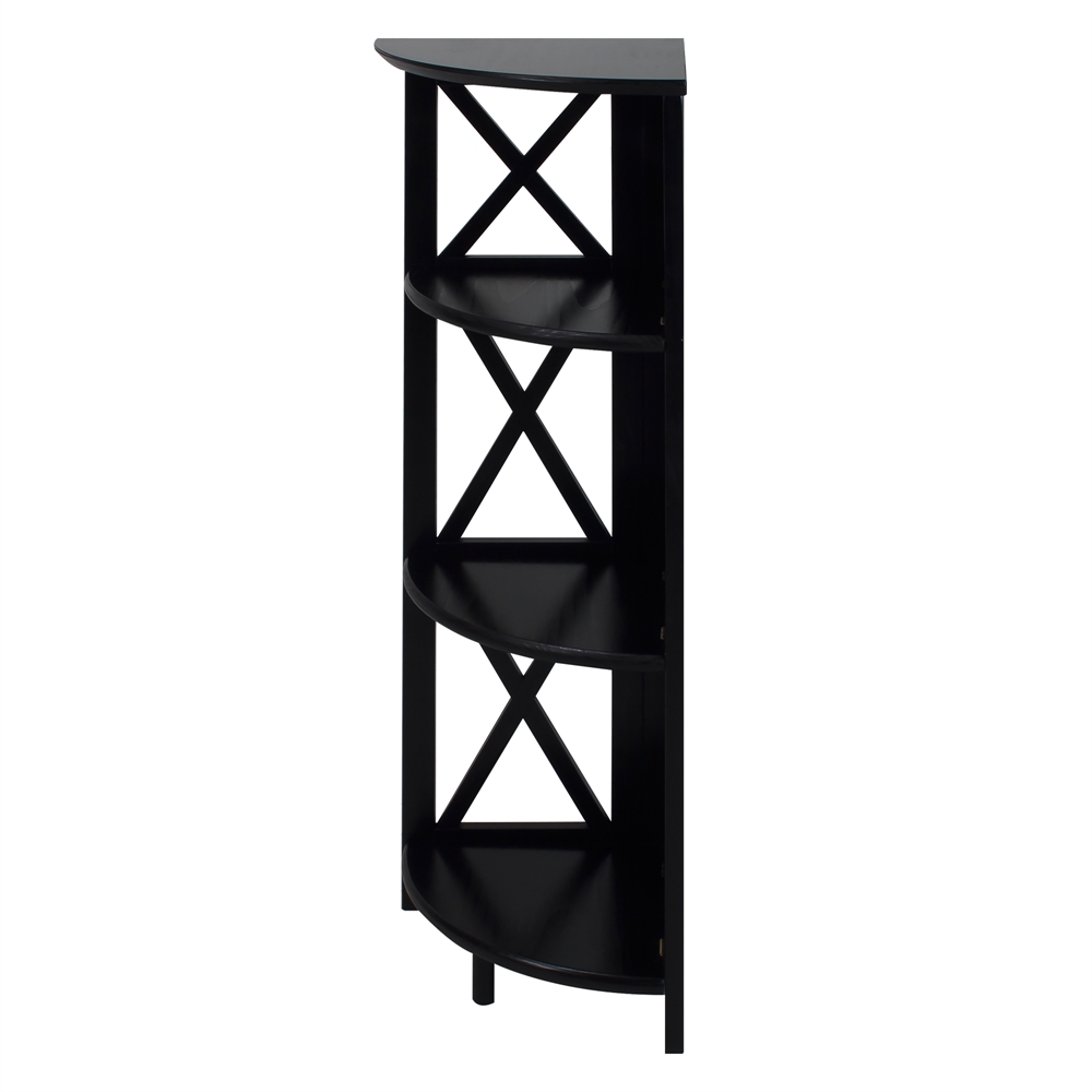 Montego 4-Shelf Corner Folding Bookcase-Black. Picture 2