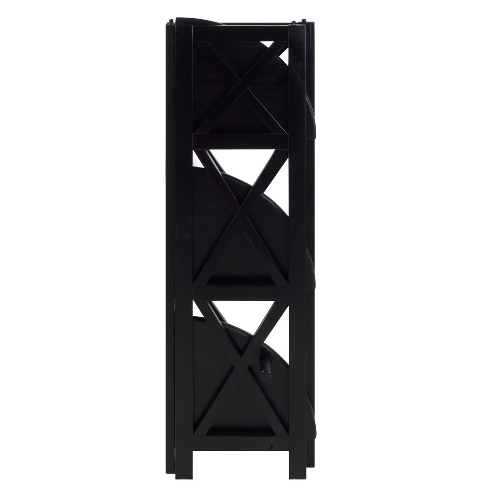 Montego 4-Shelf Corner Folding Bookcase-Black. Picture 4