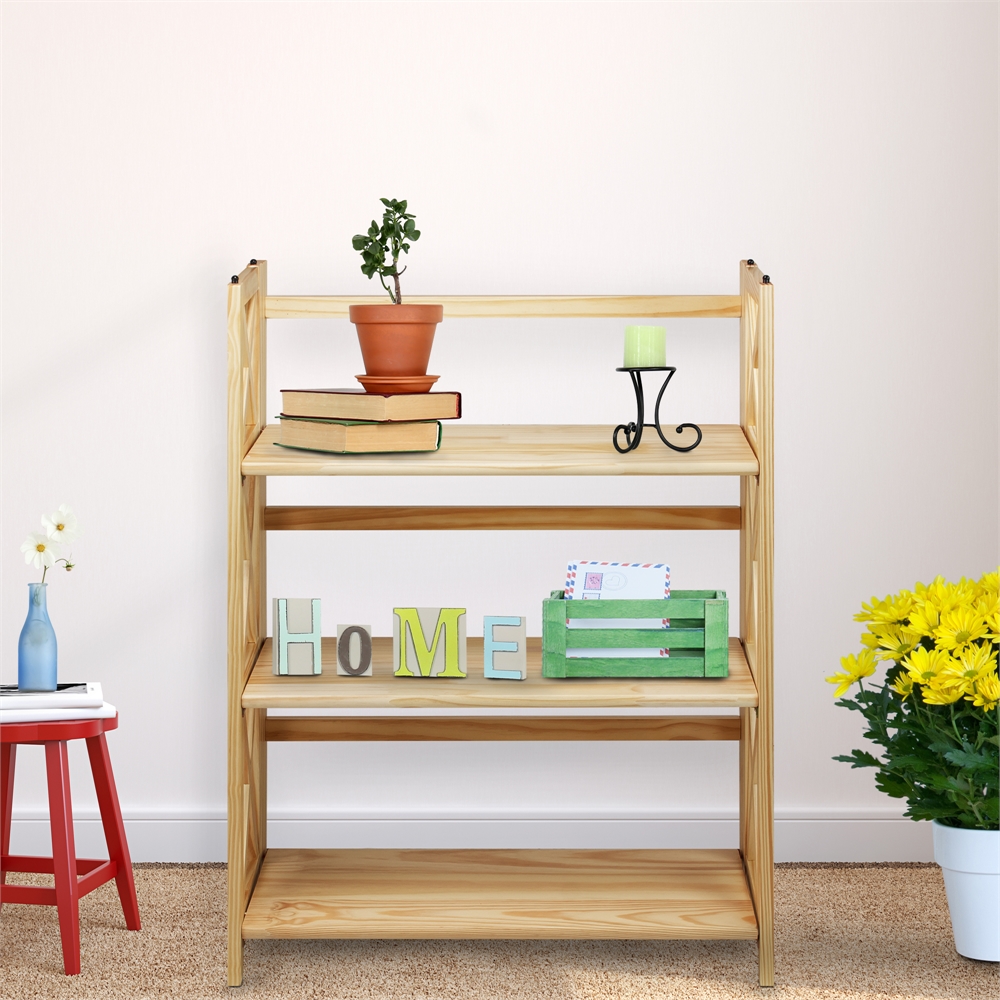 Montego 3-Shelf Folding Bookcase -Natural. Picture 7