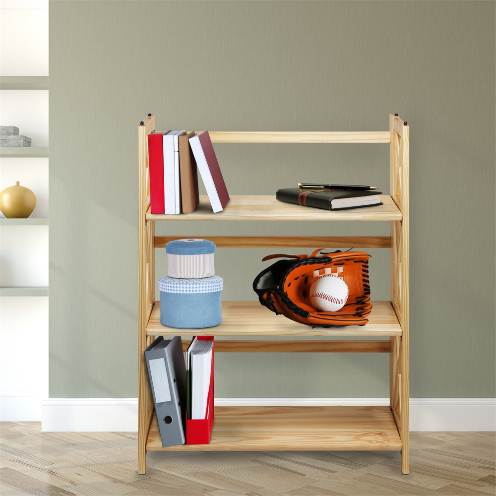 Montego 3-Shelf Folding Bookcase -Natural. Picture 8