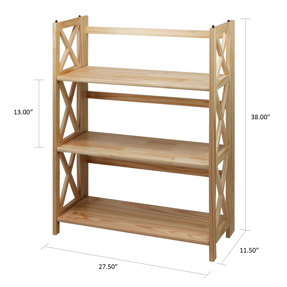 Montego 3-Shelf Folding Bookcase -Natural. Picture 6