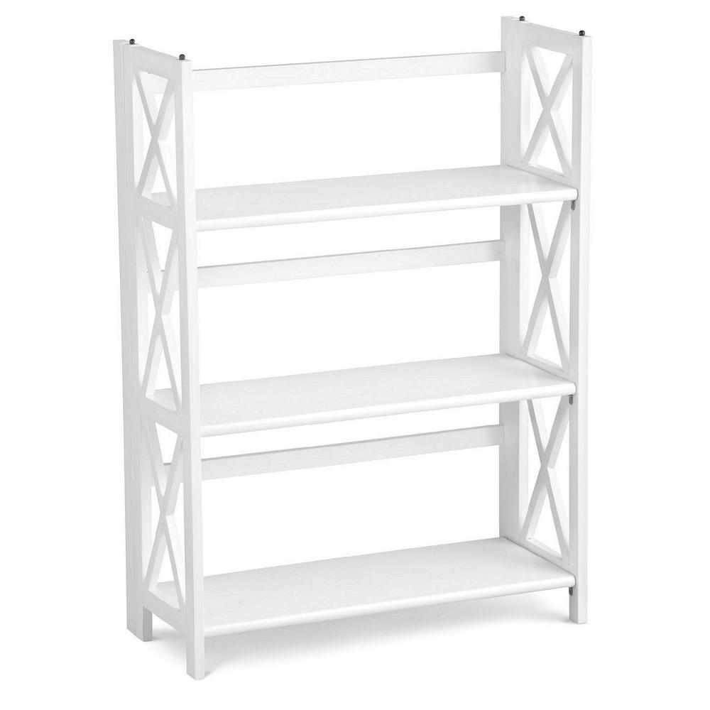 Montego 3-Shelf Folding Bookcase - White. Picture 1