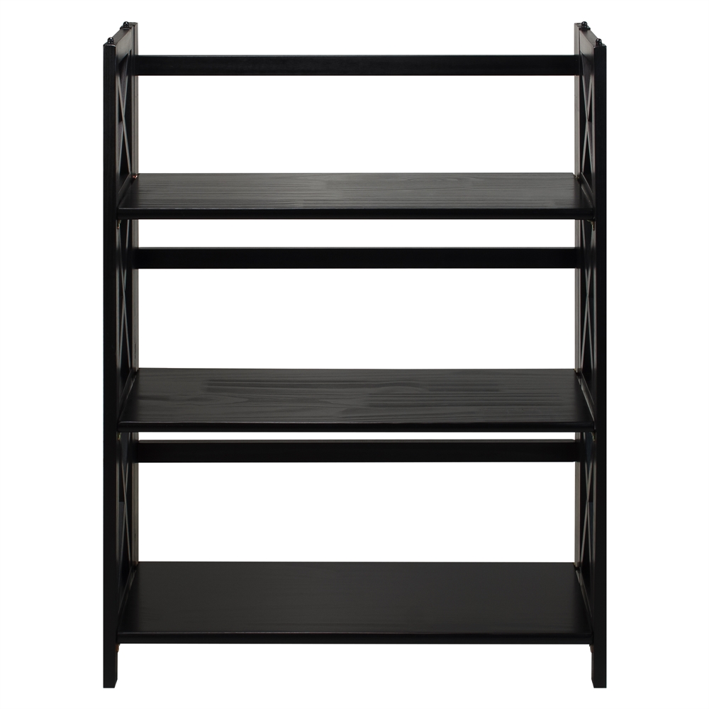 Montego 3-Shelf Folding Bookcase -Black. Picture 1