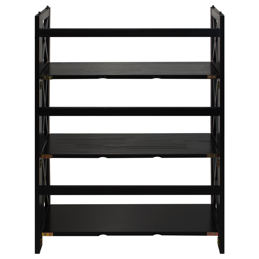 Montego 3-Shelf Folding Bookcase -Black. Picture 4