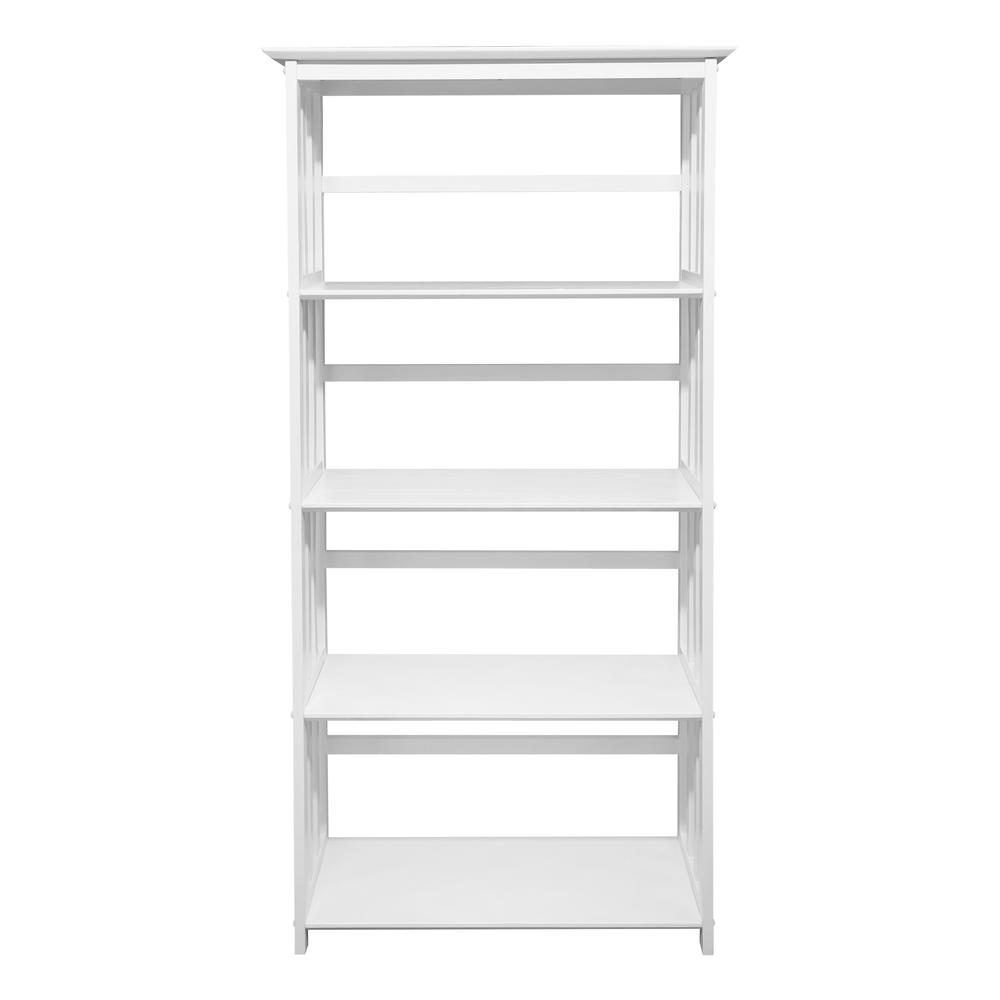 Mission Style 5-Shelf Bookcase - White. Picture 1