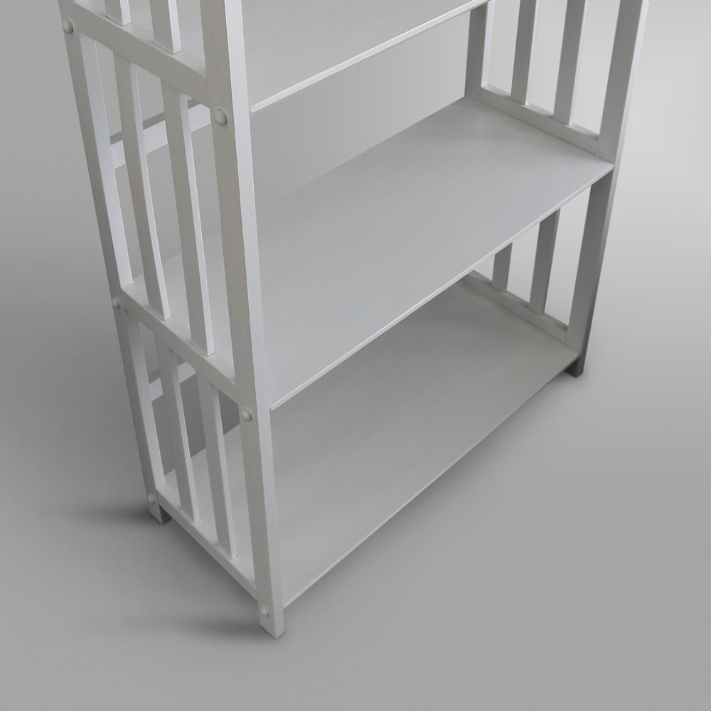 Mission Style 5-Shelf Bookcase - White. Picture 10