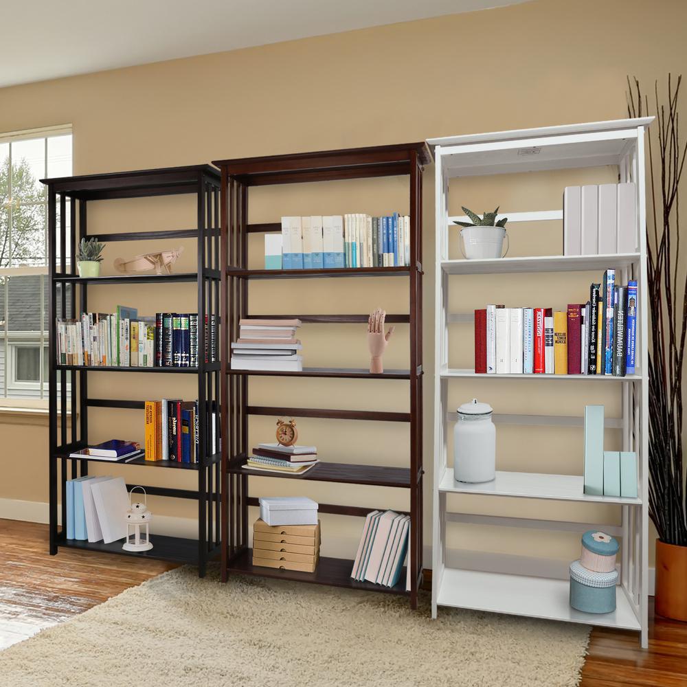 Mission Style 5-Shelf Bookcase - White. Picture 11