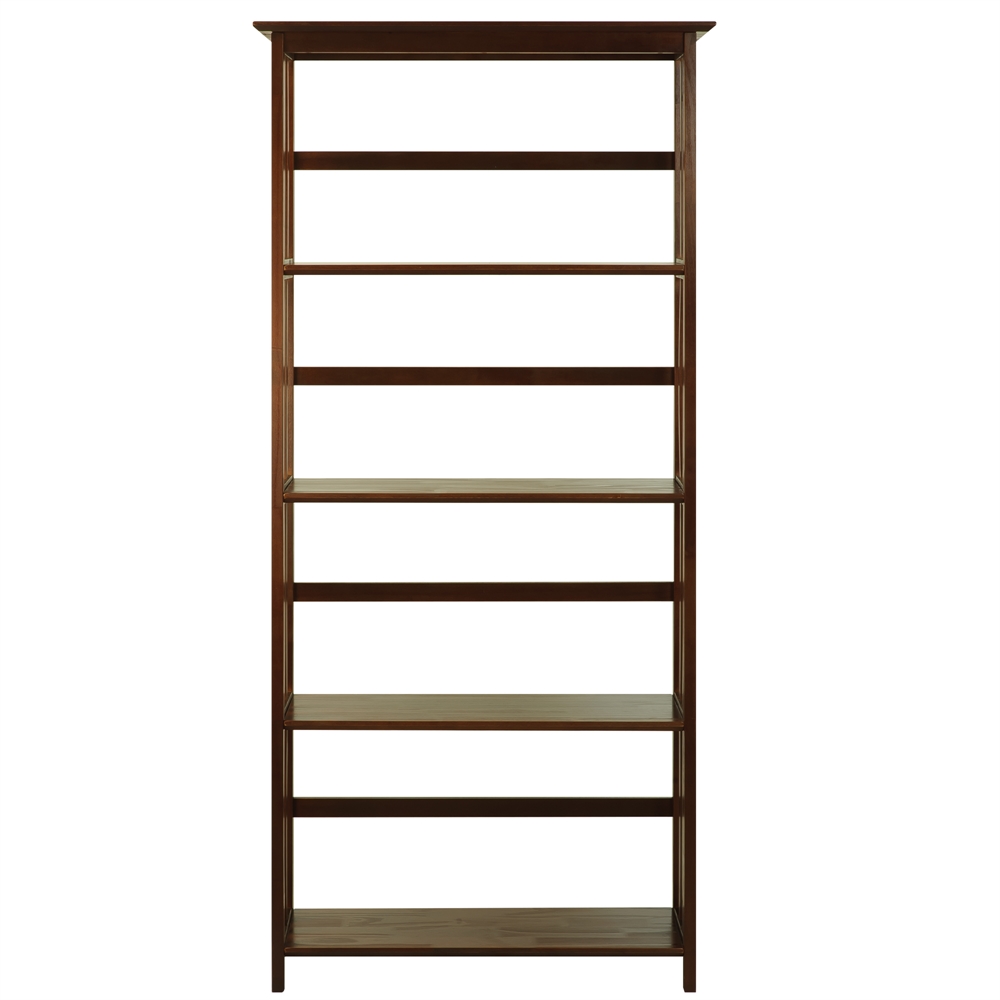 Mission Style 5-Shelf  Bookcase-Walnut. Picture 1