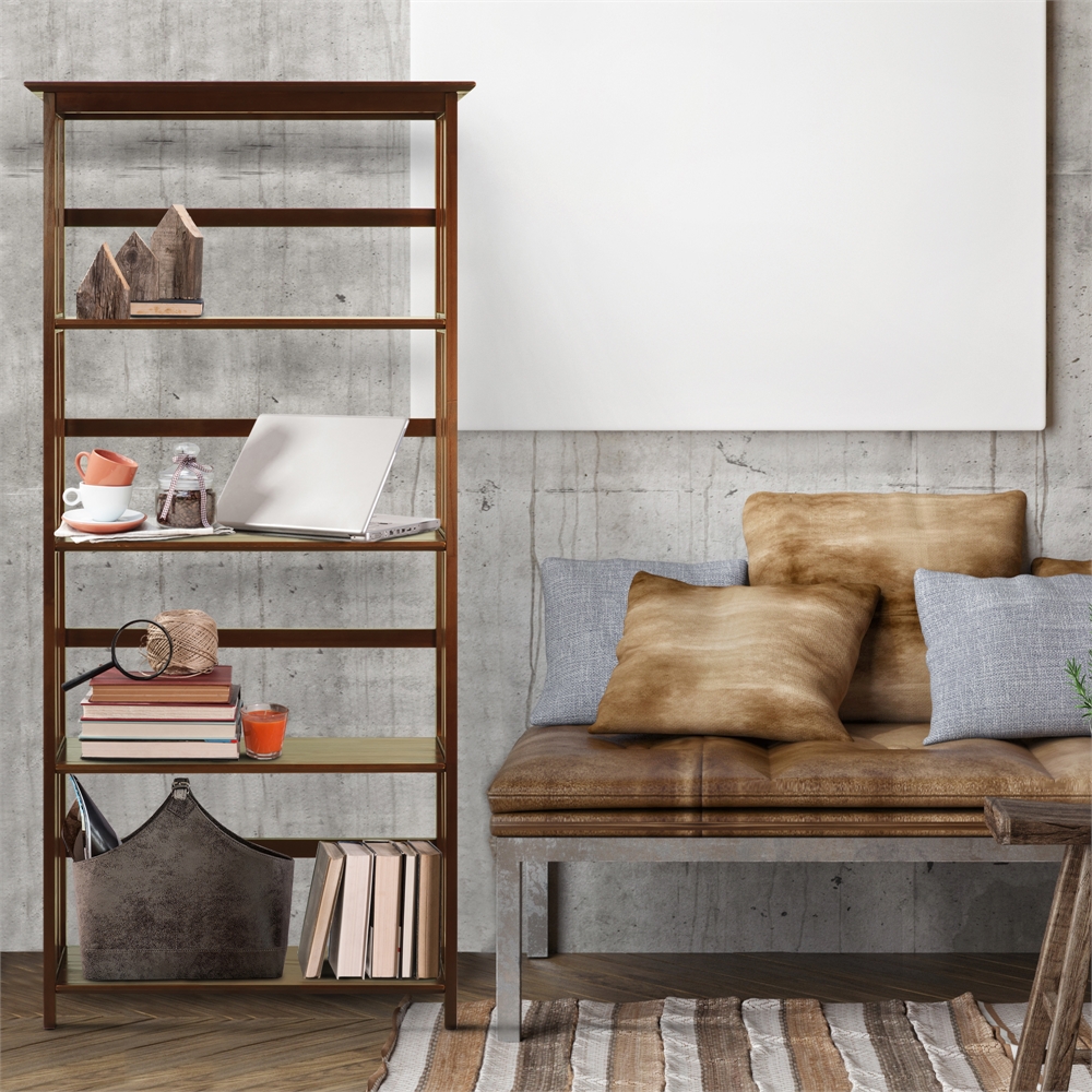 Mission Style 5-Shelf  Bookcase-Walnut. Picture 7