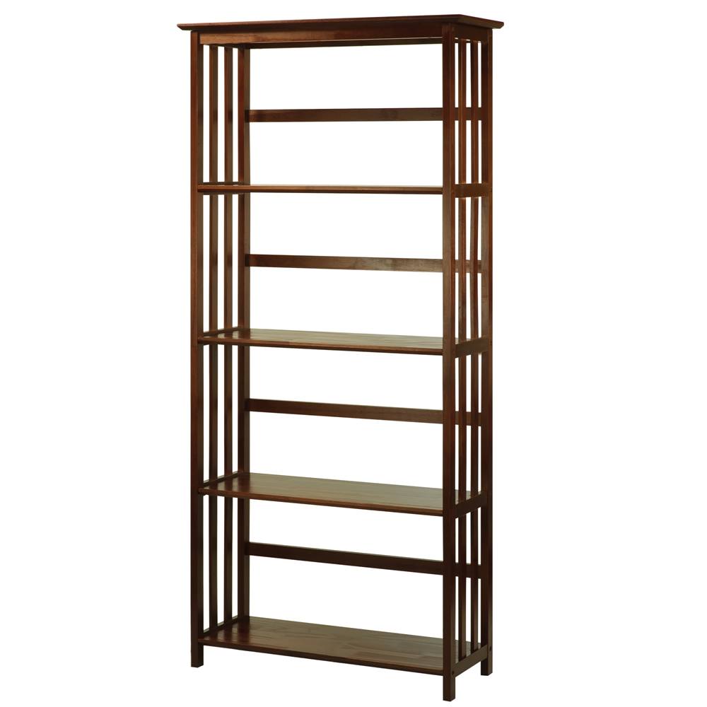 Mission Style 5-Shelf  Bookcase-Walnut. Picture 4
