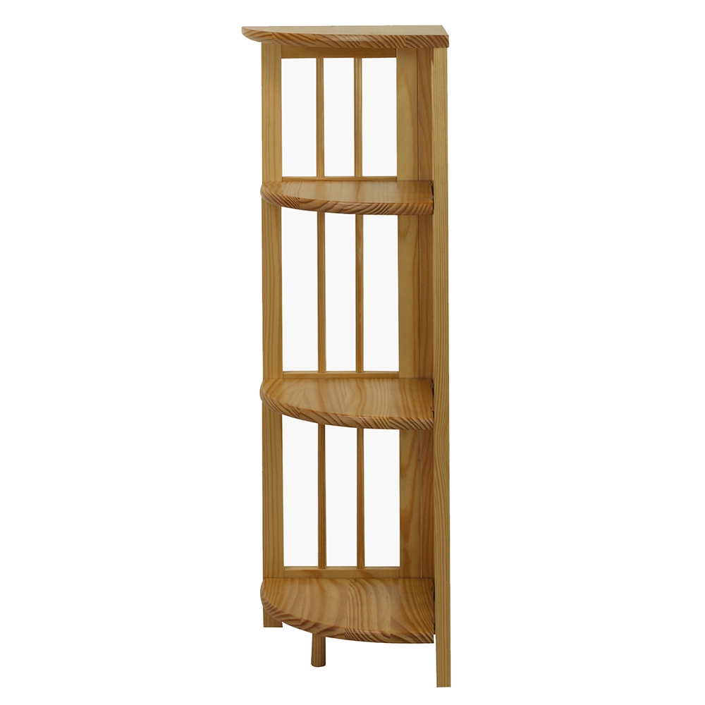 4-Shelf Corner Folding Bookcase-Natural. Picture 2