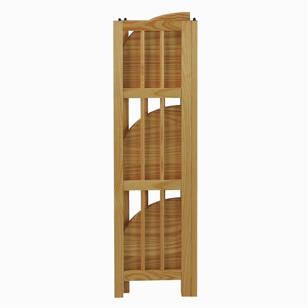 4-Shelf Corner Folding Bookcase-Natural. Picture 4
