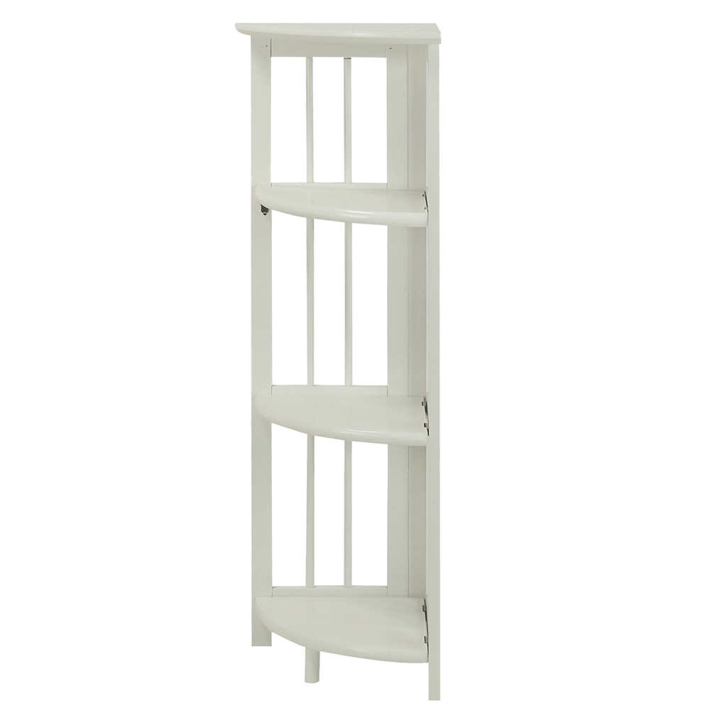 4-Shelf Corner Folding Bookcase-White. Picture 2