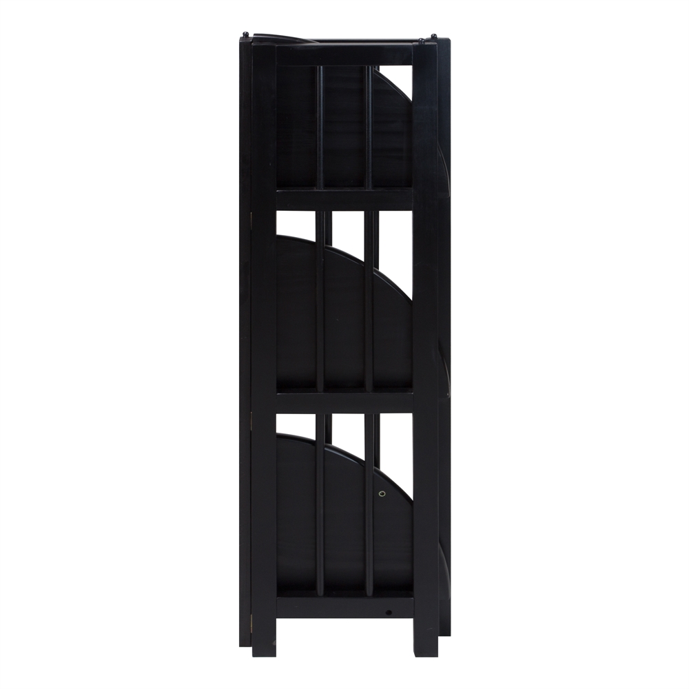 4-Shelf Corner Folding Bookcase-Black. Picture 4