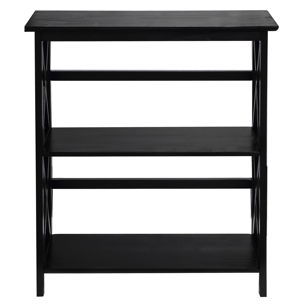 Montego 3-Shelf Bookcase-Black. Picture 1