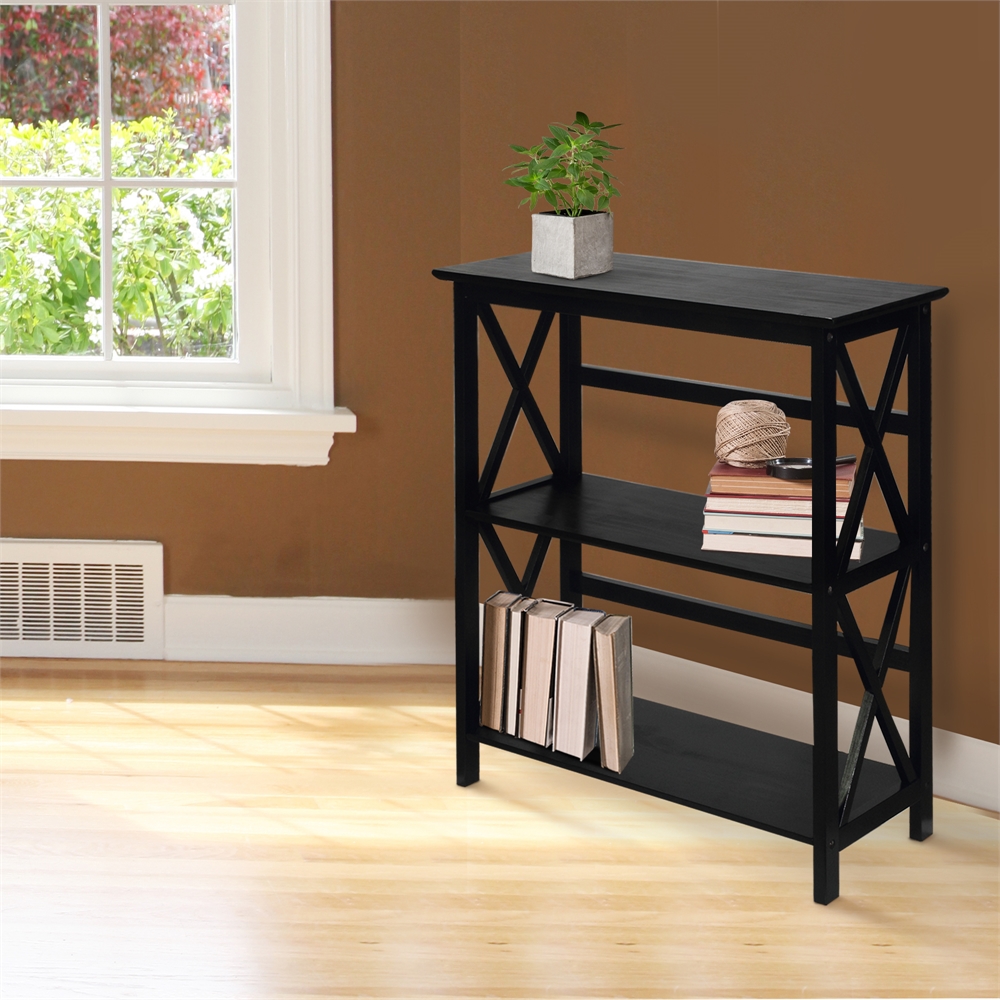 Montego 3-Shelf Bookcase-Black. Picture 7
