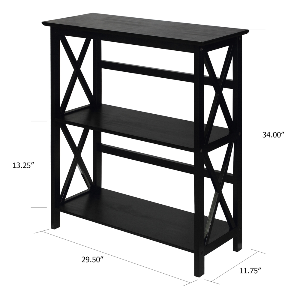 Montego 3-Shelf Bookcase-Black. Picture 5