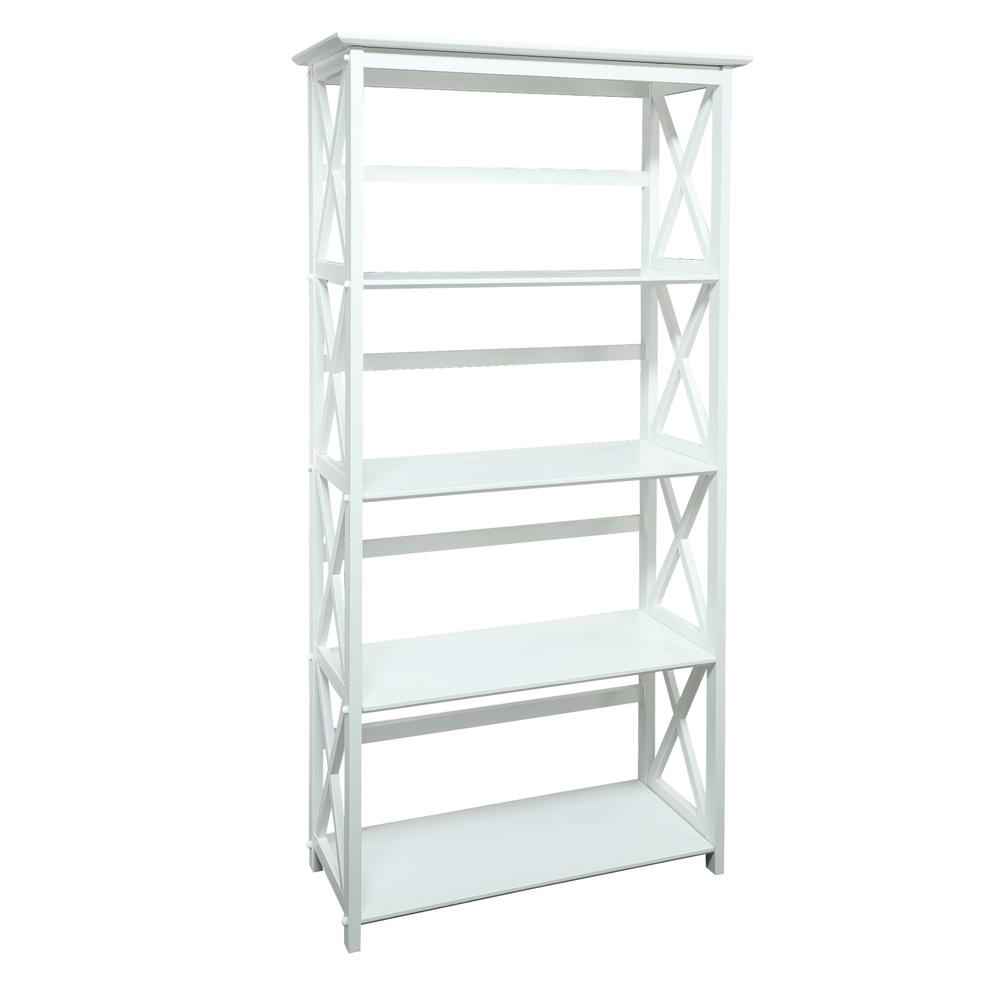 Montego 5-Shelf Bookcase-White. Picture 1