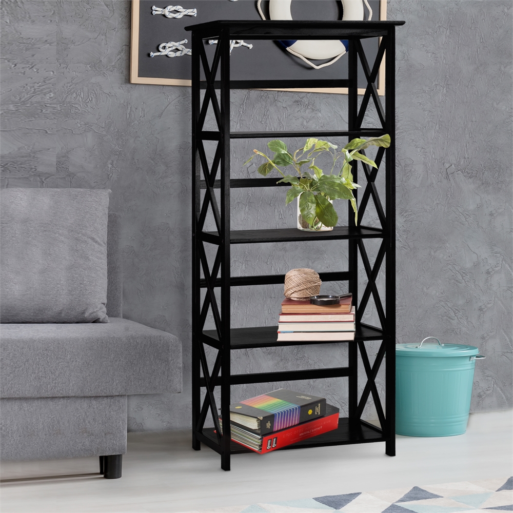 Montego 5-Shelf Bookcase-Black. Picture 7