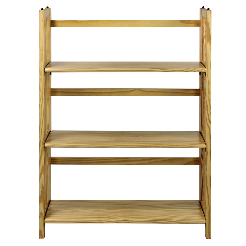 3-Shelf Folding Stackable Bookcase 27.5" Wide-Natural. Picture 1