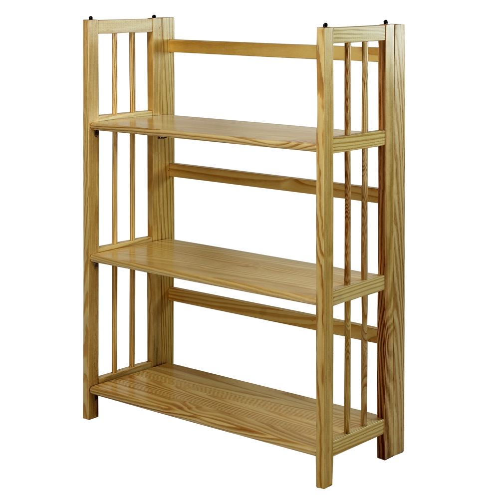 3-Shelf Folding Stackable Bookcase 27.5" Wide-Natural. Picture 2