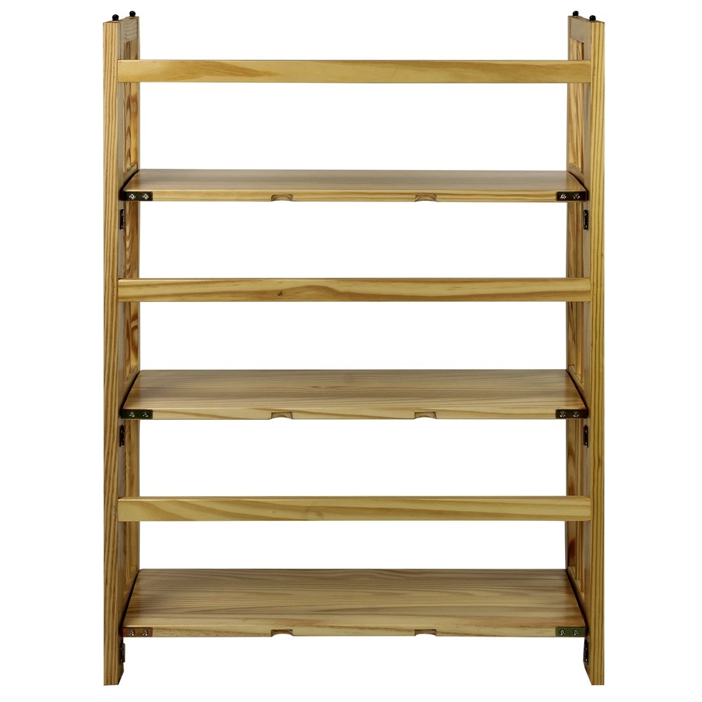 3-Shelf Folding Stackable Bookcase 27.5" Wide-Natural. Picture 4