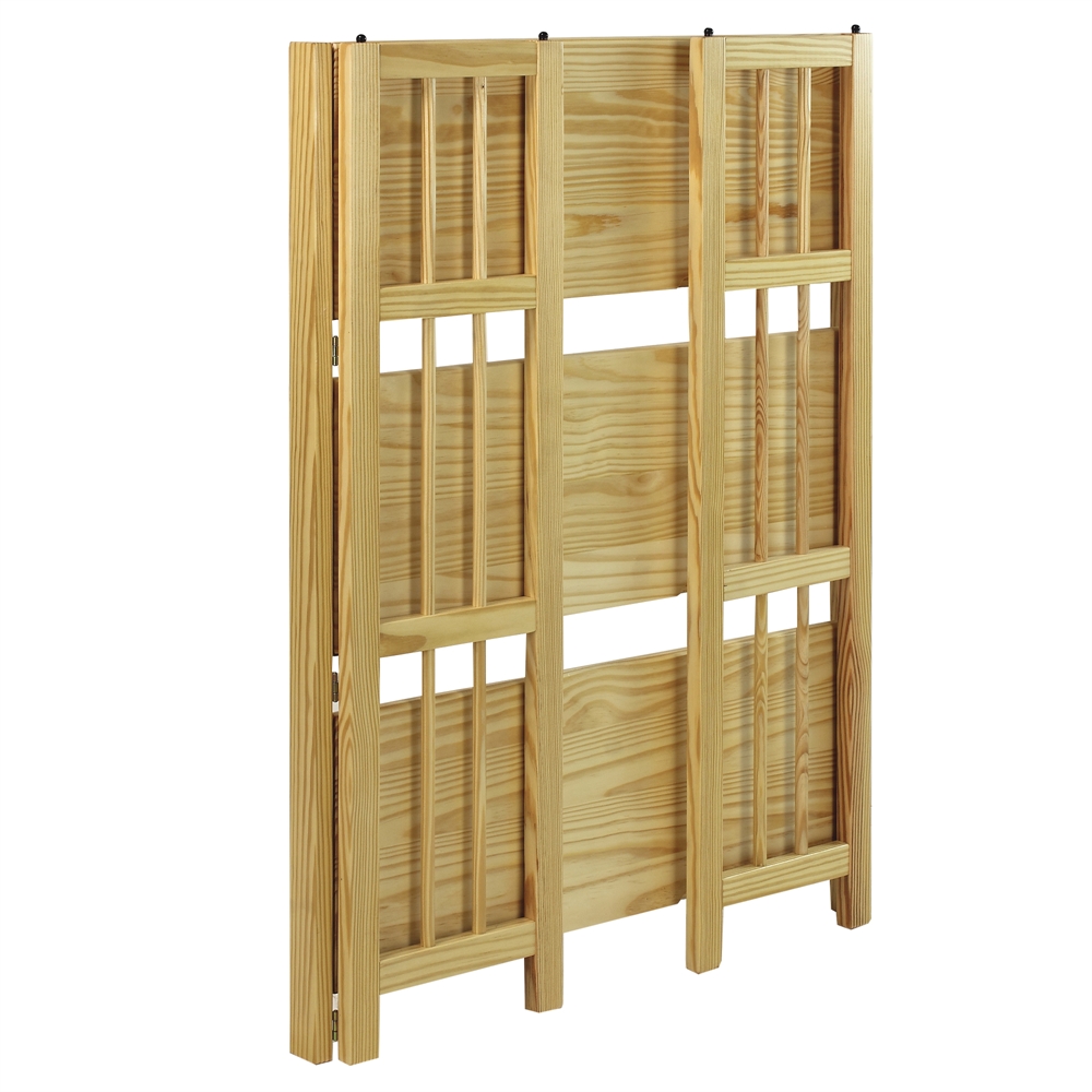 3-Shelf Folding Stackable Bookcase 27.5" Wide-Natural. Picture 5