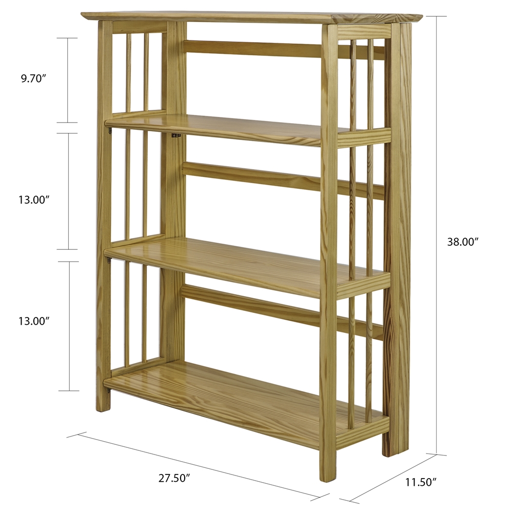 3-Shelf Folding Stackable Bookcase 27.5" Wide-Natural. Picture 6