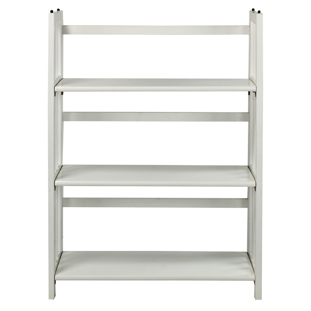 3-Shelf Folding Stackable Bookcase 27.5" Wide-White. Picture 1