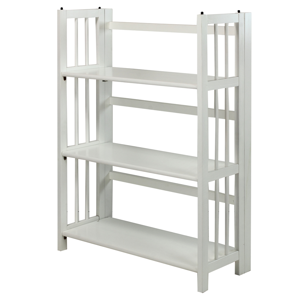 3-Shelf Folding Stackable Bookcase 27.5" Wide-White. Picture 2