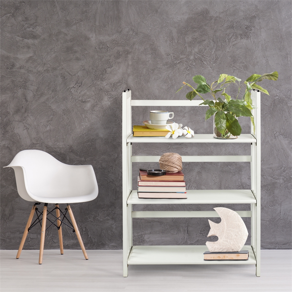 3-Shelf Folding Stackable Bookcase 27.5" Wide-White. Picture 8