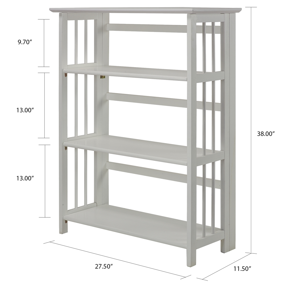 3-Shelf Folding Stackable Bookcase 27.5" Wide-White. Picture 6