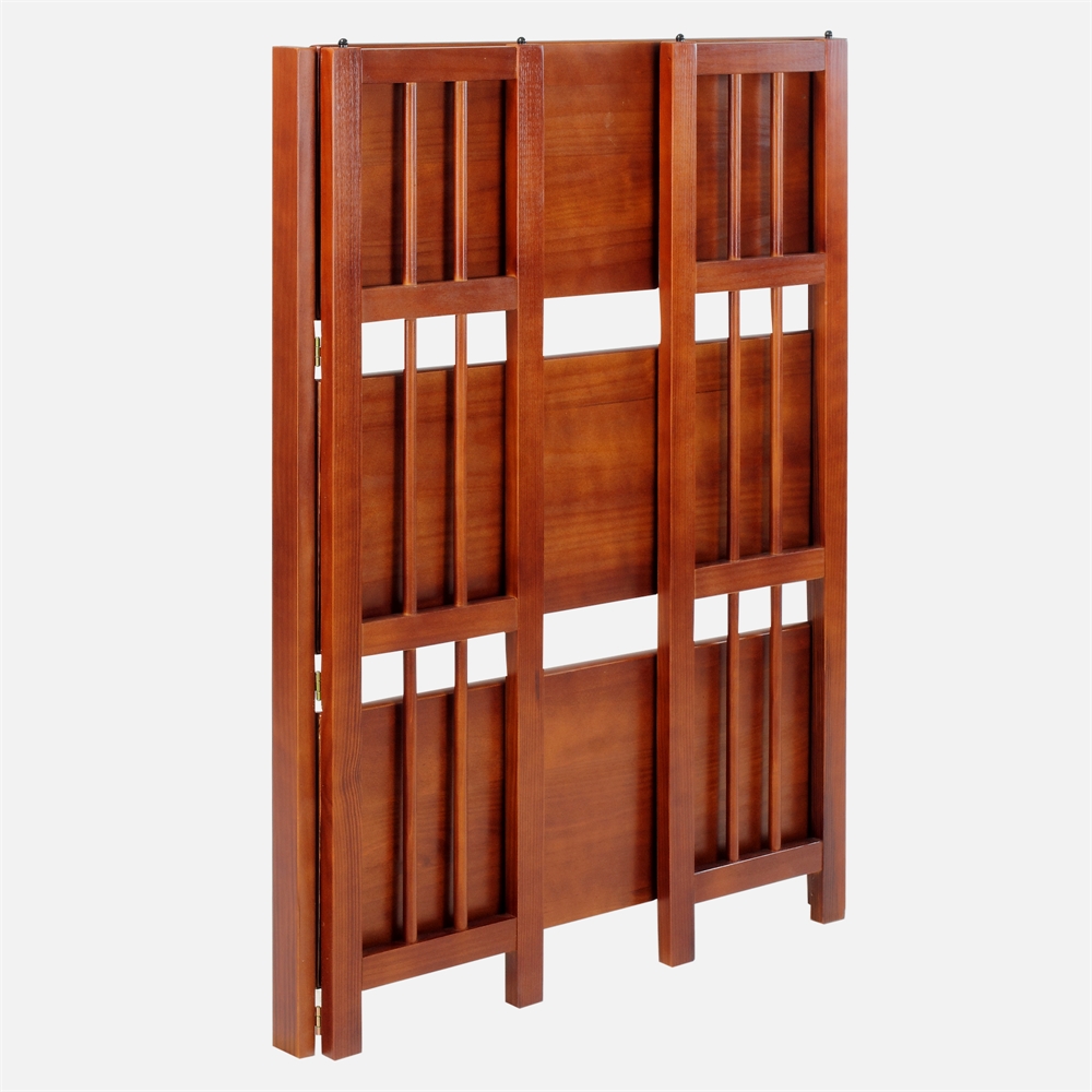 3-Shelf Folding Stackable Bookcase 27.5" Wide-Walnut. Picture 5