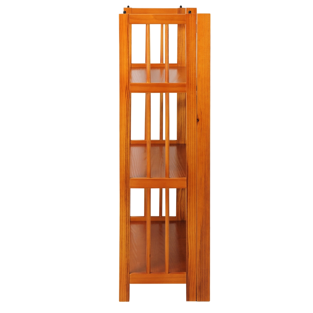 3-Shelf Folding Stackable Bookcase 27.5" Wide-Honey Oak. Picture 4