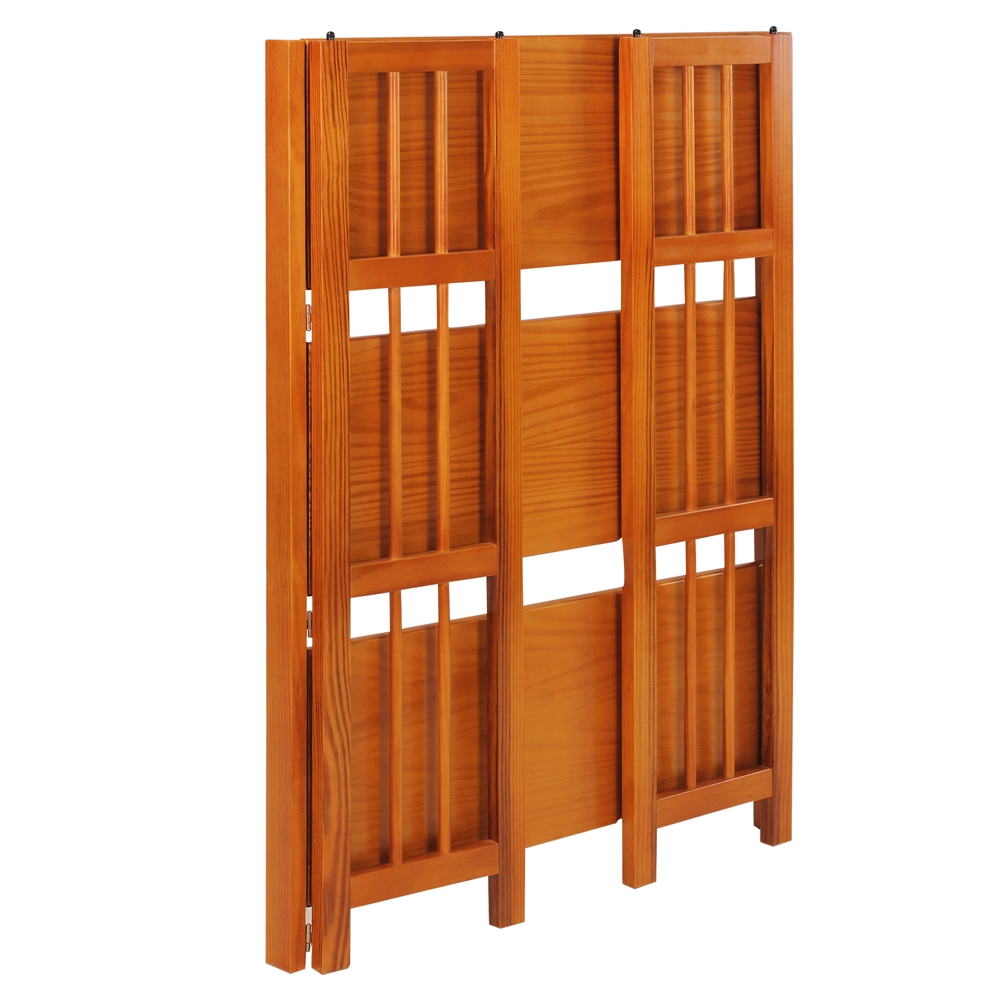 3-Shelf Folding Stackable Bookcase 27.5" Wide-Honey Oak. Picture 5