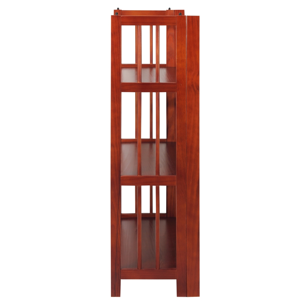 3-Shelf Folding Stackable Bookcase 27.5" Wide-Mahogany. Picture 3
