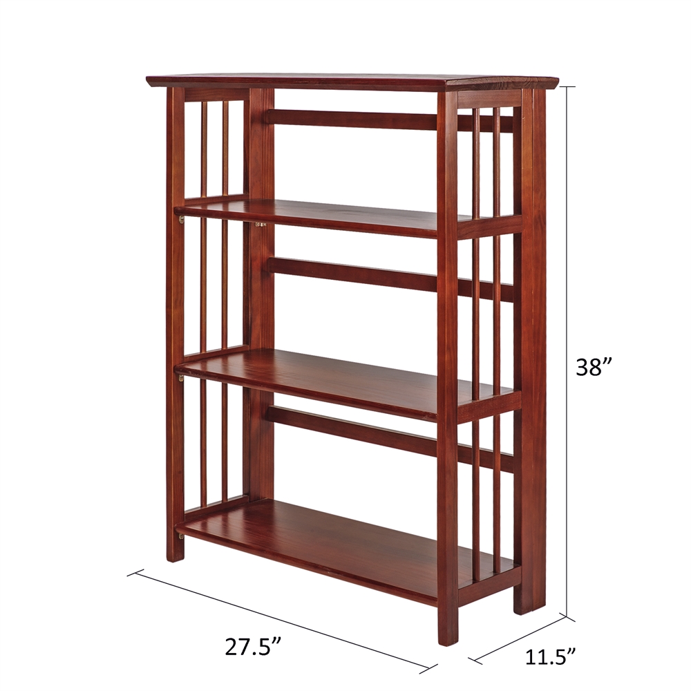 3-Shelf Folding Stackable Bookcase 27.5" Wide-Mahogany. Picture 6