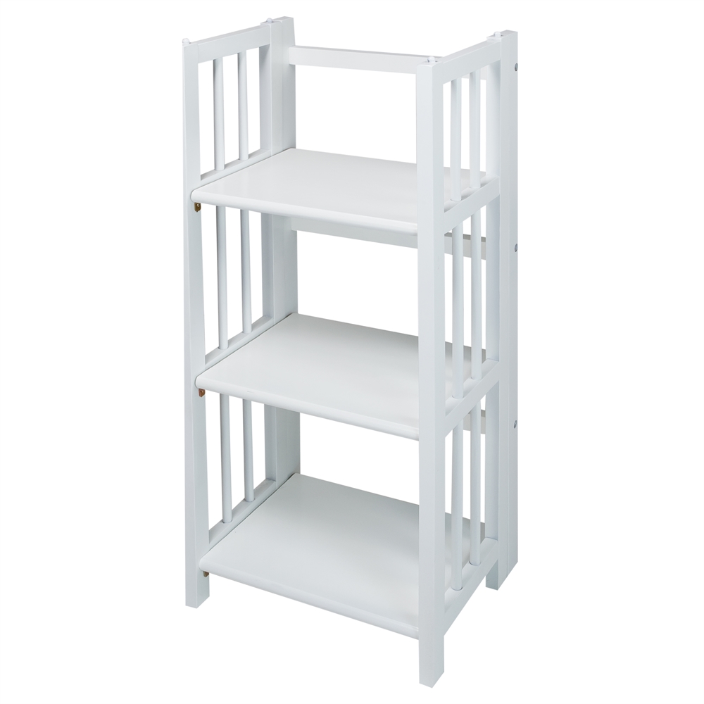 3-Shelf Folding Bookcase 14" Wide-White. Picture 2