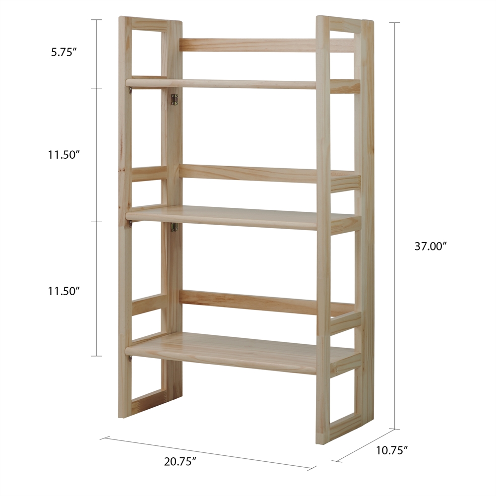3-Shelf Folding Student Bookcase 20.75" Wide-Natural. Picture 7
