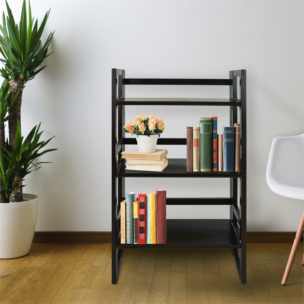 3-Shelf Folding Student Bookcase 20.75" Wide-Espresso. Picture 9