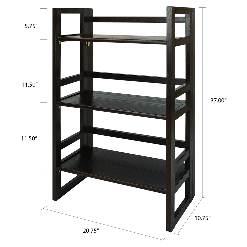 3-Shelf Folding Student Bookcase 20.75" Wide-Espresso. Picture 7