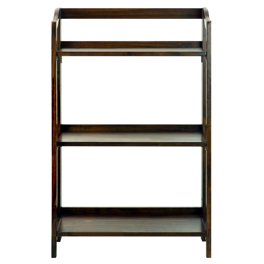Stratford 3-Shelf Folding Bookcase-Warm Brown. Picture 1
