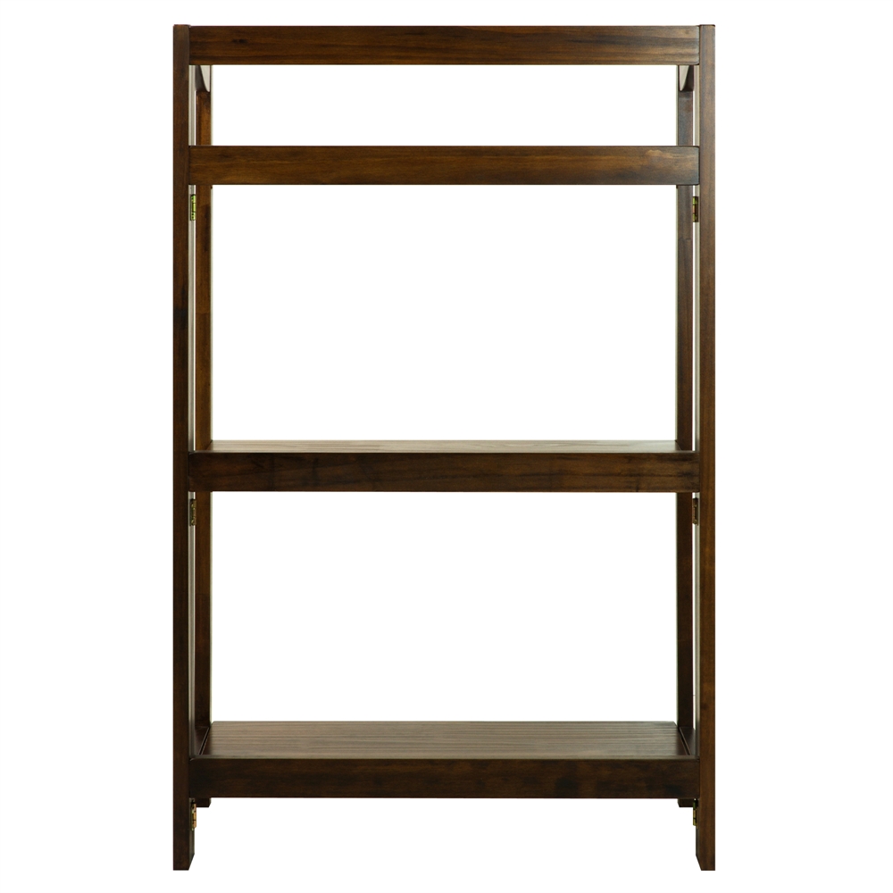 Stratford 3-Shelf Folding Bookcase-Warm Brown. Picture 3