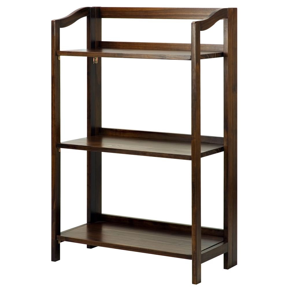 Stratford 3-Shelf Folding Bookcase-Warm Brown. Picture 4