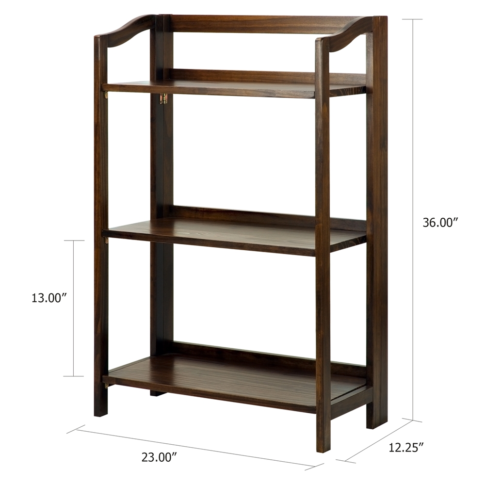 Stratford 3-Shelf Folding Bookcase-Warm Brown. Picture 7