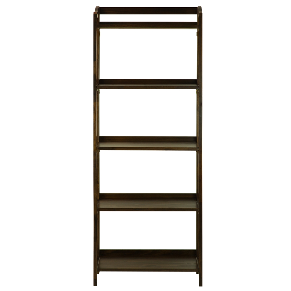 Stratford 5-Shelf Folding Bookcase-Warm Brown. Picture 1