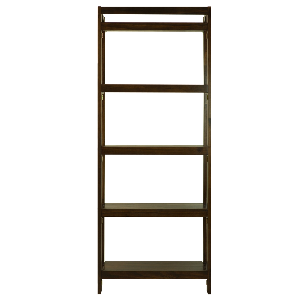 Stratford 5-Shelf Folding Bookcase-Warm Brown. Picture 3