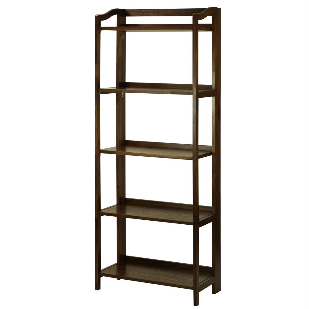 Stratford 5-Shelf Folding Bookcase-Warm Brown. Picture 4